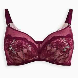 NWT FULL-COVERAGE BALCONETTE LIGHTLY LINED DOT LACE 360° BACK SMOOTHING BRA 40B